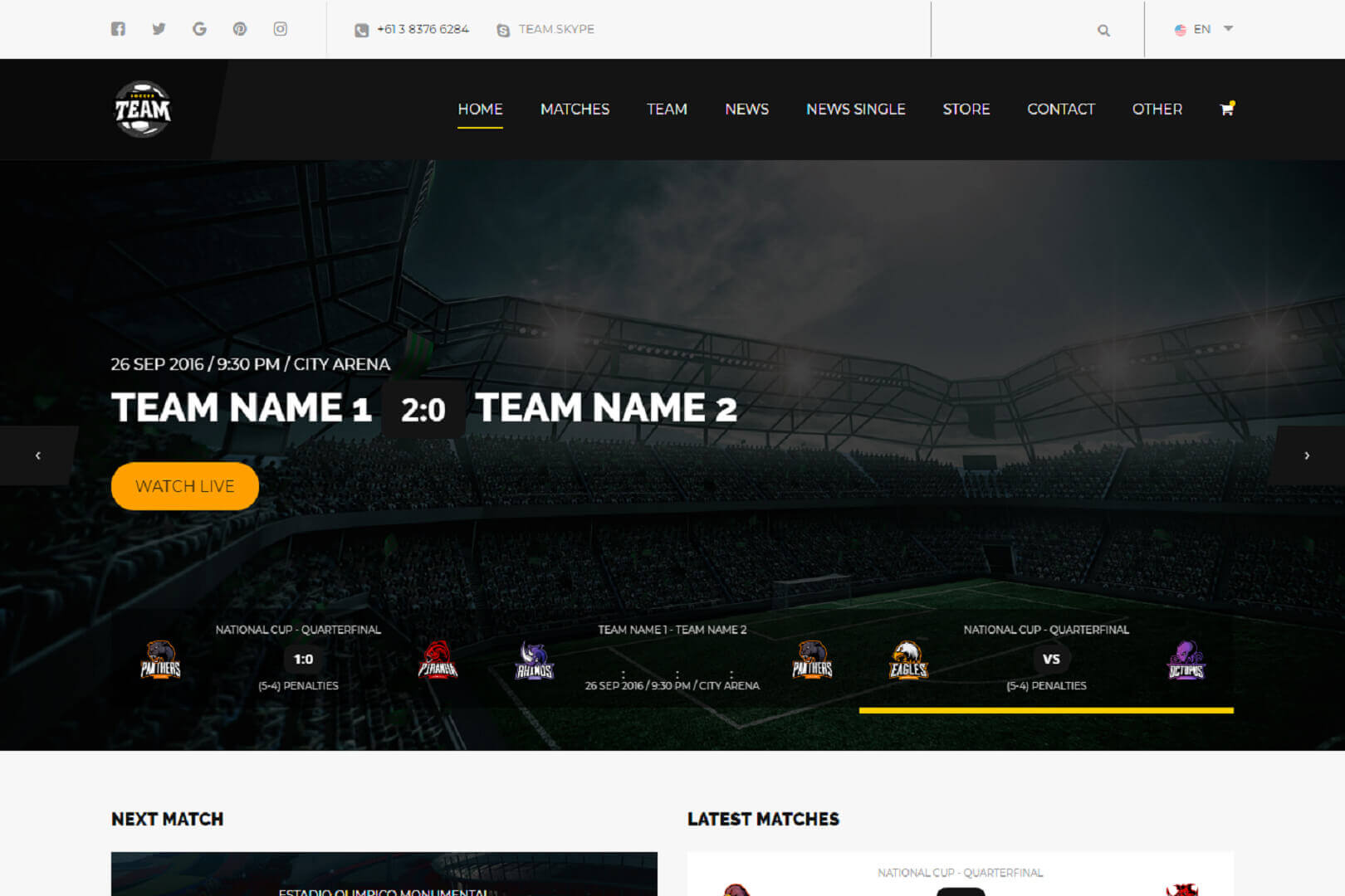 Modelo HTML de torneios de eSports e jogos online Futio